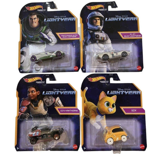 Hot Wheels Mattel Disney Pixar Lightyear Character Cars Complete Set of 4 Die‑Cast Vehicles, 1:64 Scale, Ages 3+