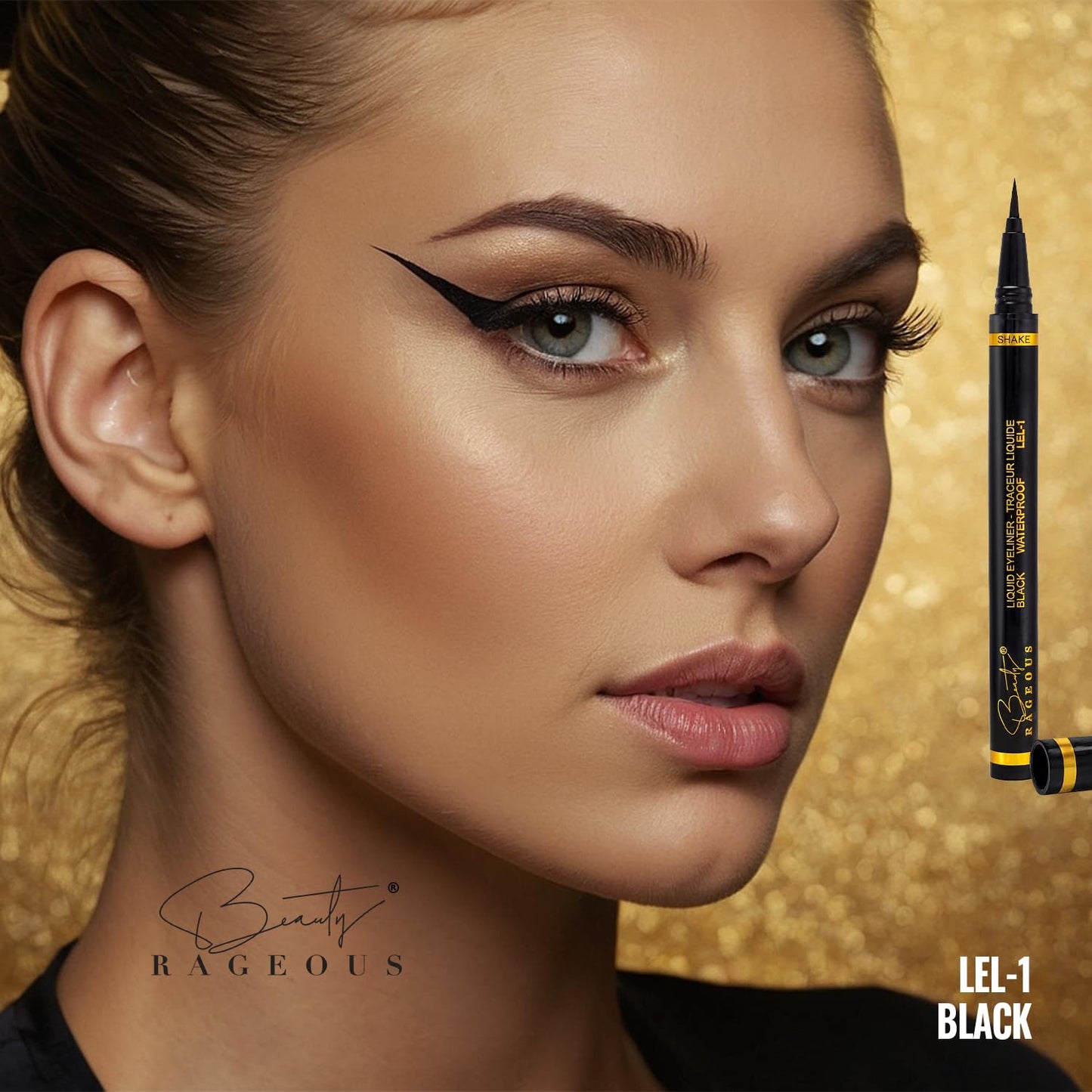 Beauty Rageous - Liquid Black Eyeliner - Waterproof, Smear-Resistant (LEL-1), Vegan, Cruelty-Free