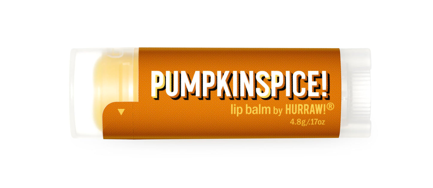Hurraw! Pumpkin Spice Lip Balm: Organic, Certified Vegan, Cruelty and Gluten Free. Non-GMO, 100% Natural Ingredients. Bee, Shea, Soy and Palm Free.