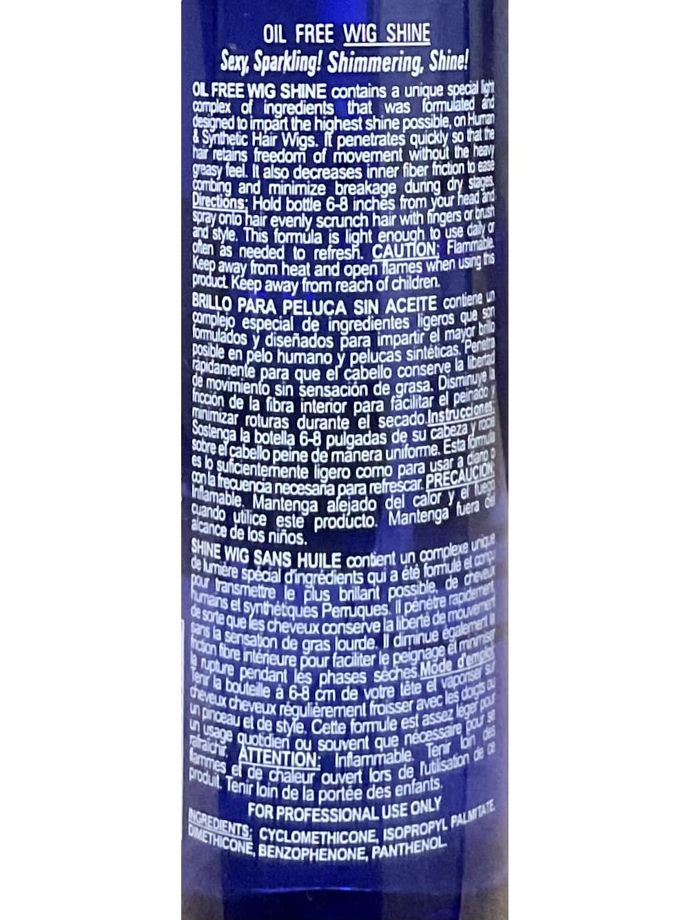 Bonfi Natural Oil Free Wig Shine Spray 4 Oz