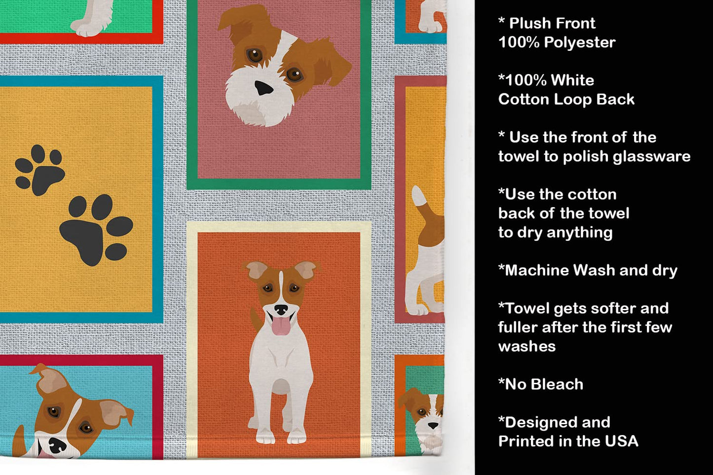 Caroline's Treasures MLM1166KTWL Lots of Red and White Jack Russell Terrier Kitchen Towel Dish Cloths Guest Hand Towel Decorative Bathroom Towel…