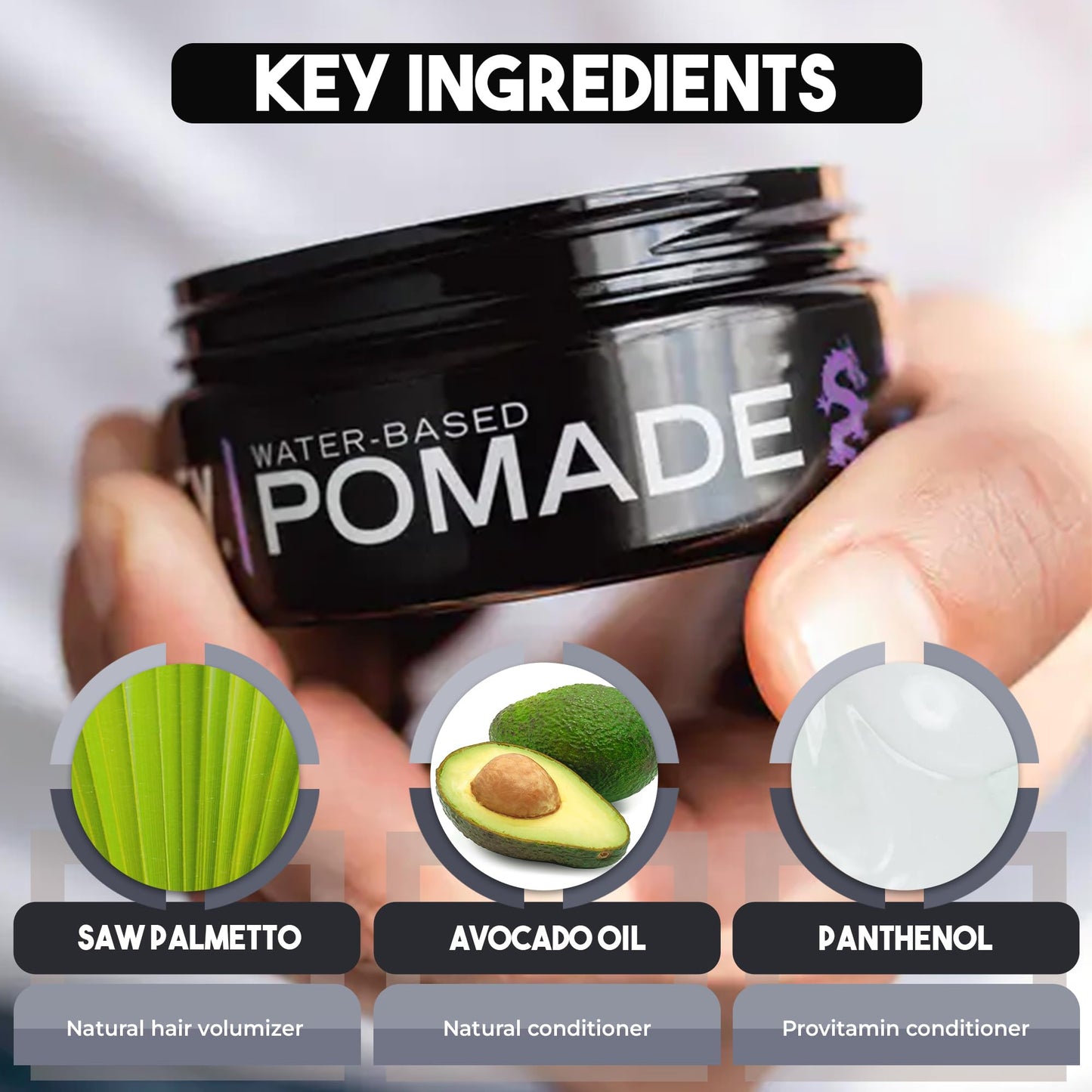 Billy Jealousy Lunatic Fringe Water-Based Pomade for Men, Strong Hold, High Shine, Water Soluble and Vegan Hair Product Ideal for Medium to Long Thick