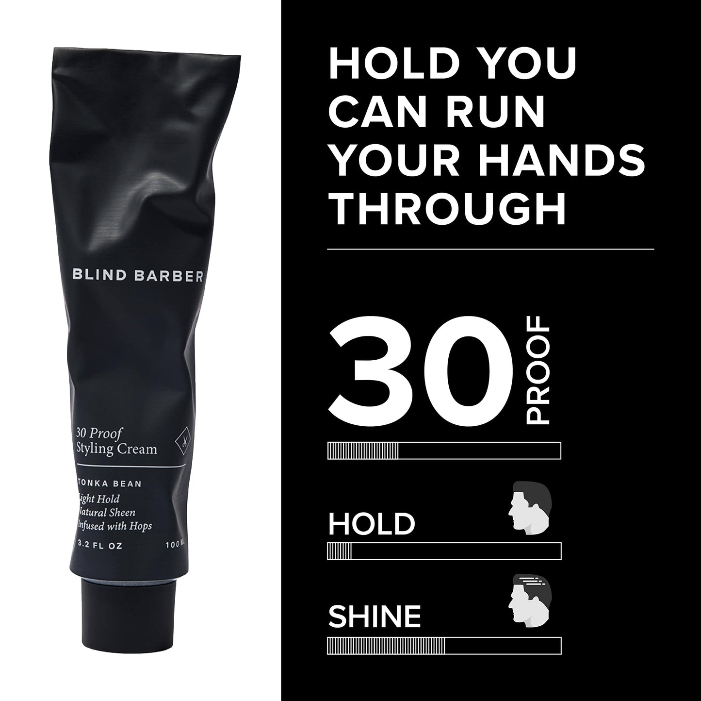 Blind Barber 30 Proof Hair Cream for Men - Styling Cream & Beard Tamer - Light Hold & Natural Shine - Paraben & Sulfate-Free, Water-Based Hair