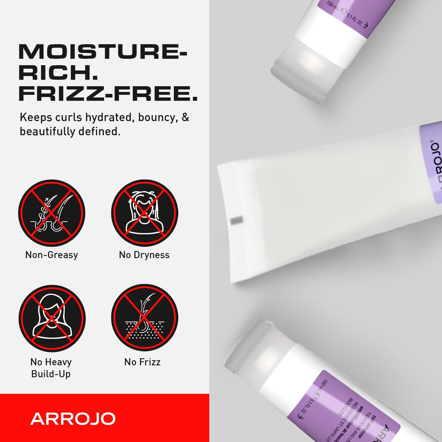 ARROJO Curl Enhancer - Curly Hair Gel for Soft, Fine Curls - Curl Gel w/ Amino Acids, Oat Proteins - Curl Enhancing Hair Products to Add Shapely