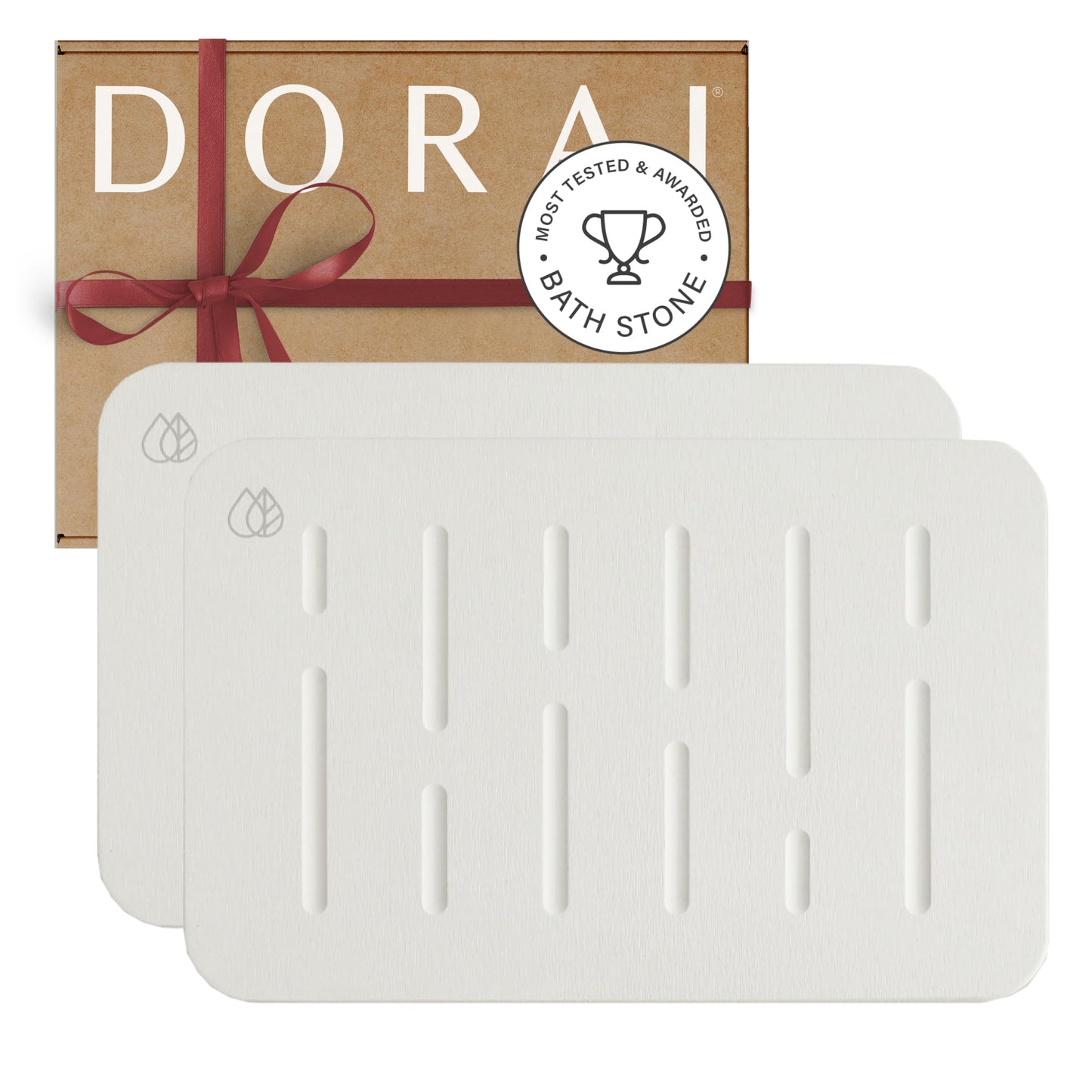 Dorai Home Bath Stone Mat 23.6"x15.4" (2-Pack) - Quick-Dry, Non-Slip Diatomite Stone Bath Mat, Rain Sandstone