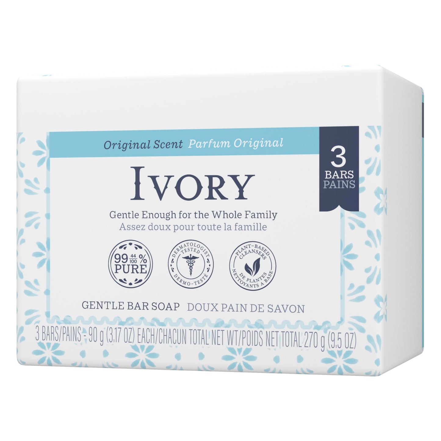 Ivory Simply Ivory Bath Bar for Unisex, 3 Count