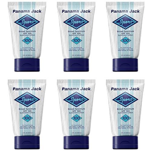 Panama Jack Sport Sunscreen Lotion - SPF 100, Broad Spectrum UVA/UVB Protection, Non-Greasy, PABA, Paraben, Gluten & Cruelty Free, 3 FL OZ (Pack of 6)