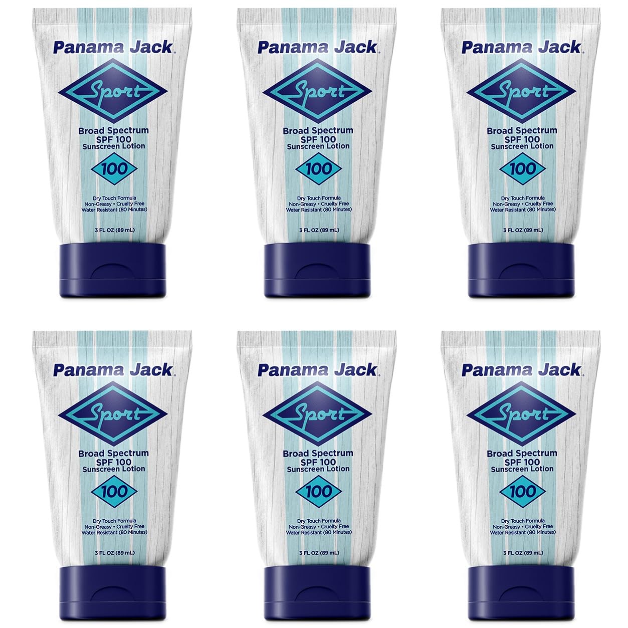 Panama Jack Sport Sunscreen Lotion - SPF 100, Broad Spectrum UVA/UVB Protection, Non-Greasy, PABA, Paraben, Gluten & Cruelty Free, 3 FL OZ (Pack of 6)