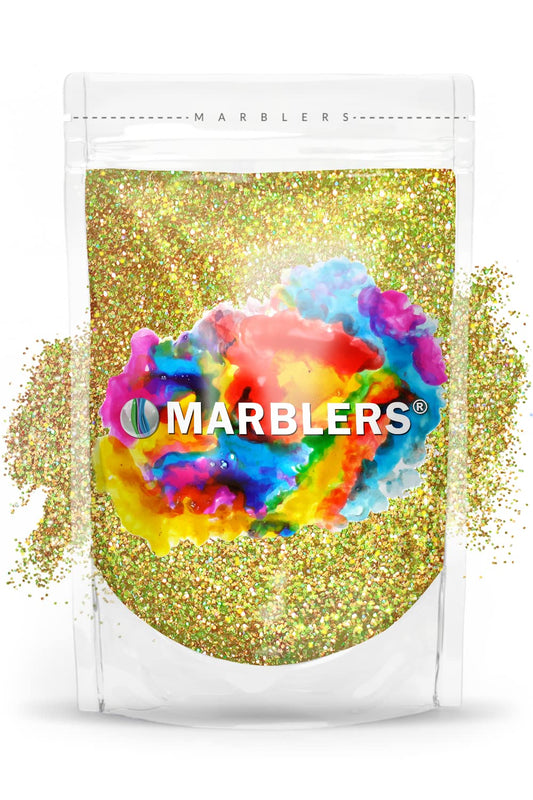 MARBLERS Holographic Glitter [Holo Olive Gold] 3oz (85g) | Fine | Non-Toxic, Vegan, Cruelty-Free | Face, Body, Eyeshadow, Hair, Festival, Party Makeup