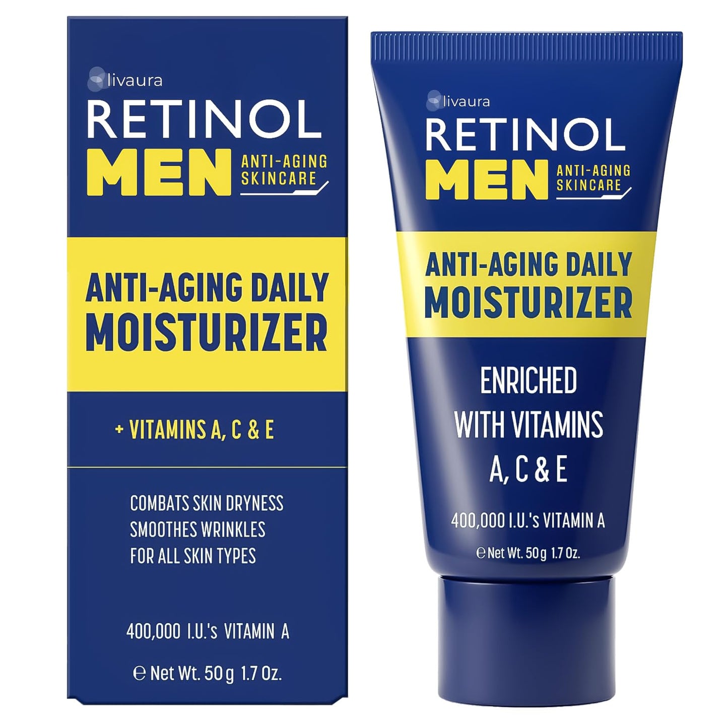 LIVAURA Retinol Men’s Face Moisturizer - Hydrating Face Cream & Faces Lotion for Men, Anti Aging Moisturizers for Dry Skin, Lightweight Facial
