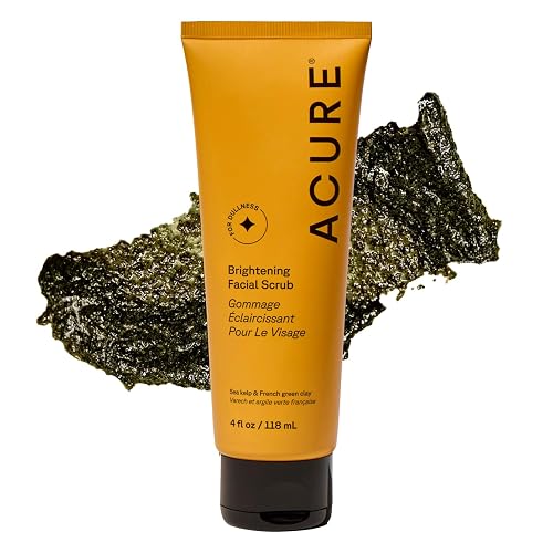 Acure Brightening Facial Scrub - Exfoliating Face Wash, Gentle Daily Scrubber & Exfoliator for Women & Men for Radiant Skin, Cleansing Wash with Sea