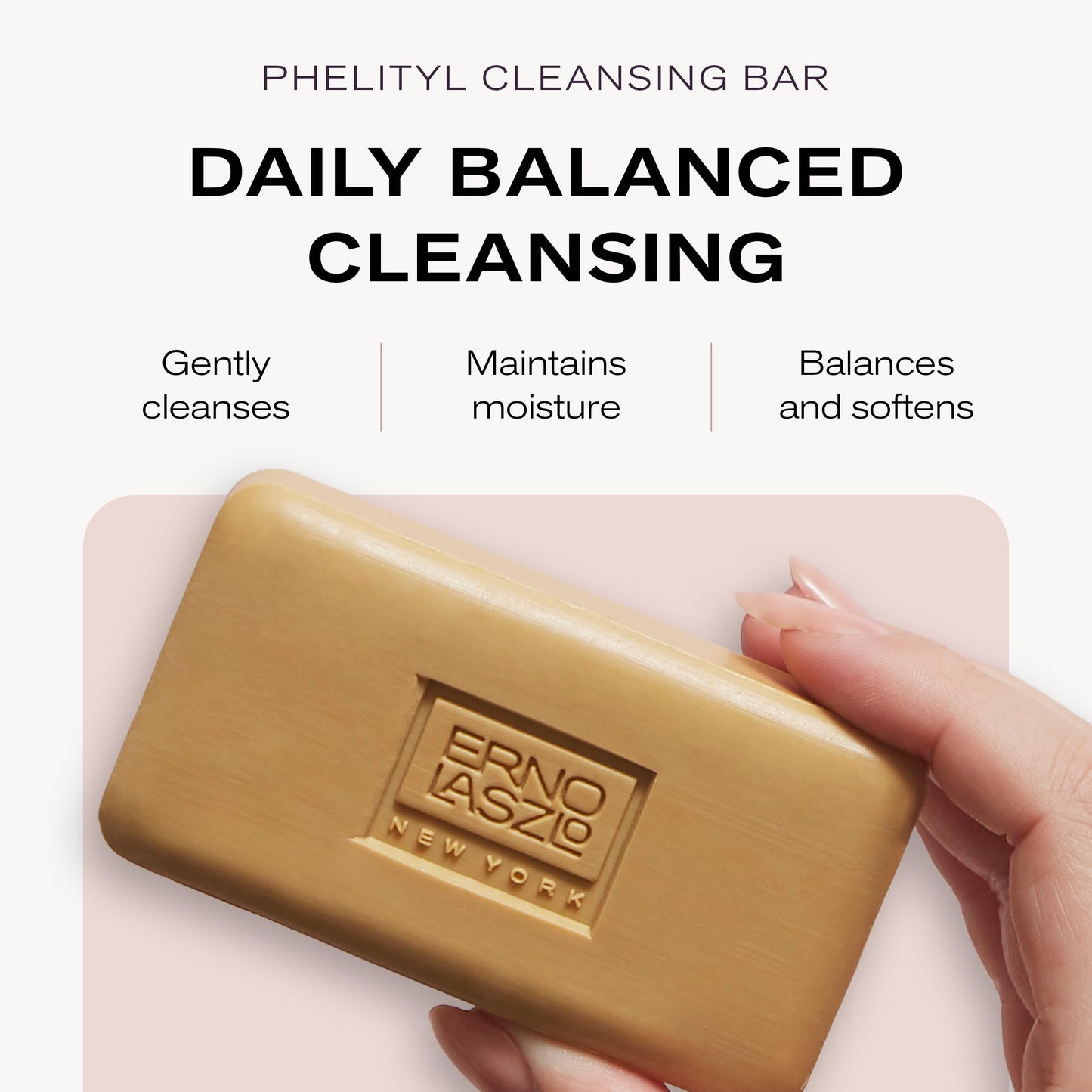 Erno Laszlo Phelityl Moisturizing & Hydrating Facial Cleanser, Essential Fatty Acid Rich Face Soap Bar Boosts Radiance for Silky Smooth Skin Without