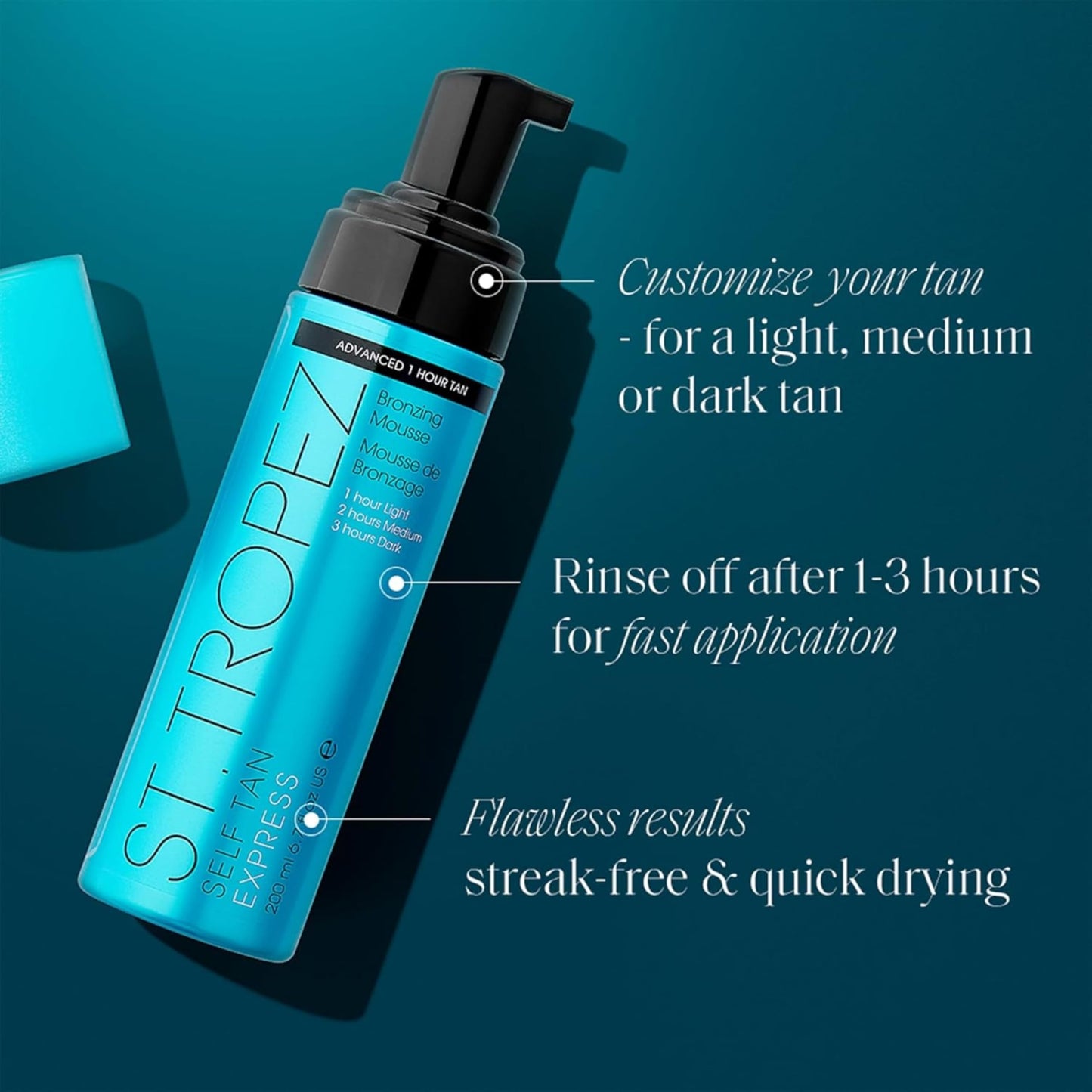 St.Tropez Light/Medium/Dark 1-3 hr Express Mousse for a Streak-Free, Natural Sunless Tan with Fast Application and Flawless Results, Cruelty-Free Beauty and Personal Care St.Tropez