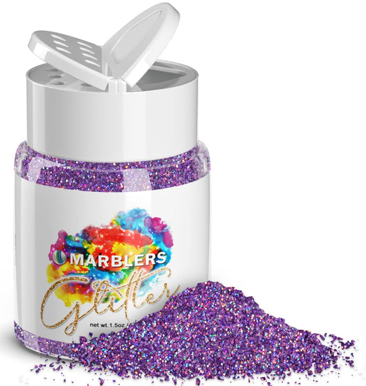 MARBLERS Holographic Glitter [Holo Purple] 1.5oz (42g) | Fine | Non-Toxic, Vegan, Cruelty-Free | Face, Body, Eyeshadow, Hair, Festival, Party Makeup |