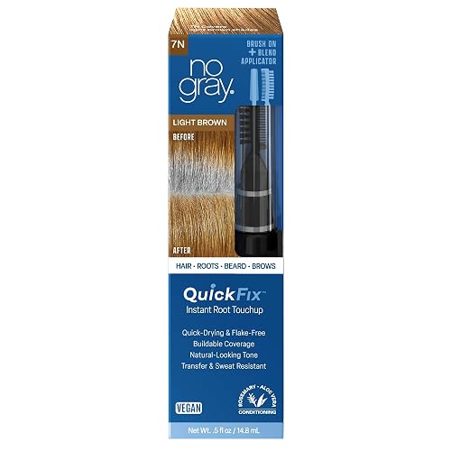 No Gray Quick Fix, 7N Light Brown, Instantly Hide Gray, Silver & White Hair, Easy to Use Applicator, Compact & Travel Friendly, Vegan & Cruelty Free