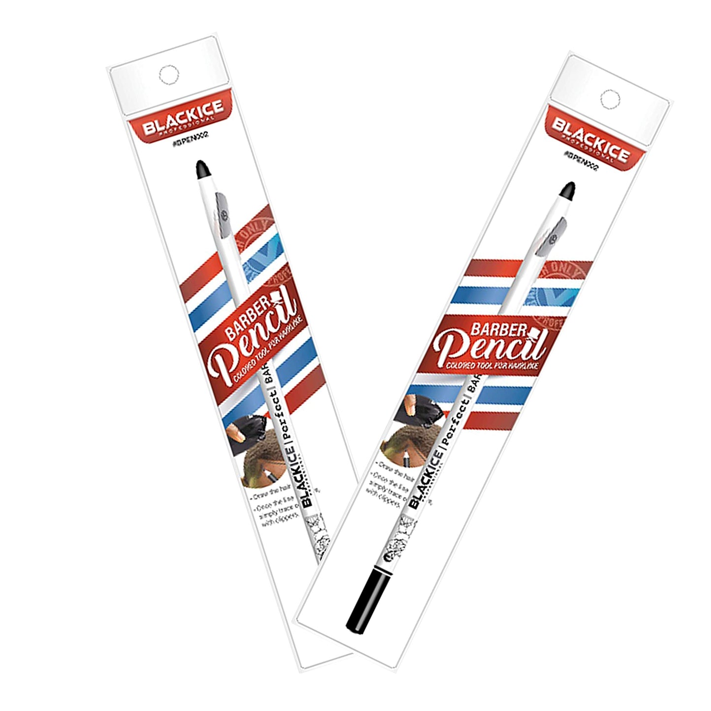 (2) Black Ice Spray Barber Pencils (White)