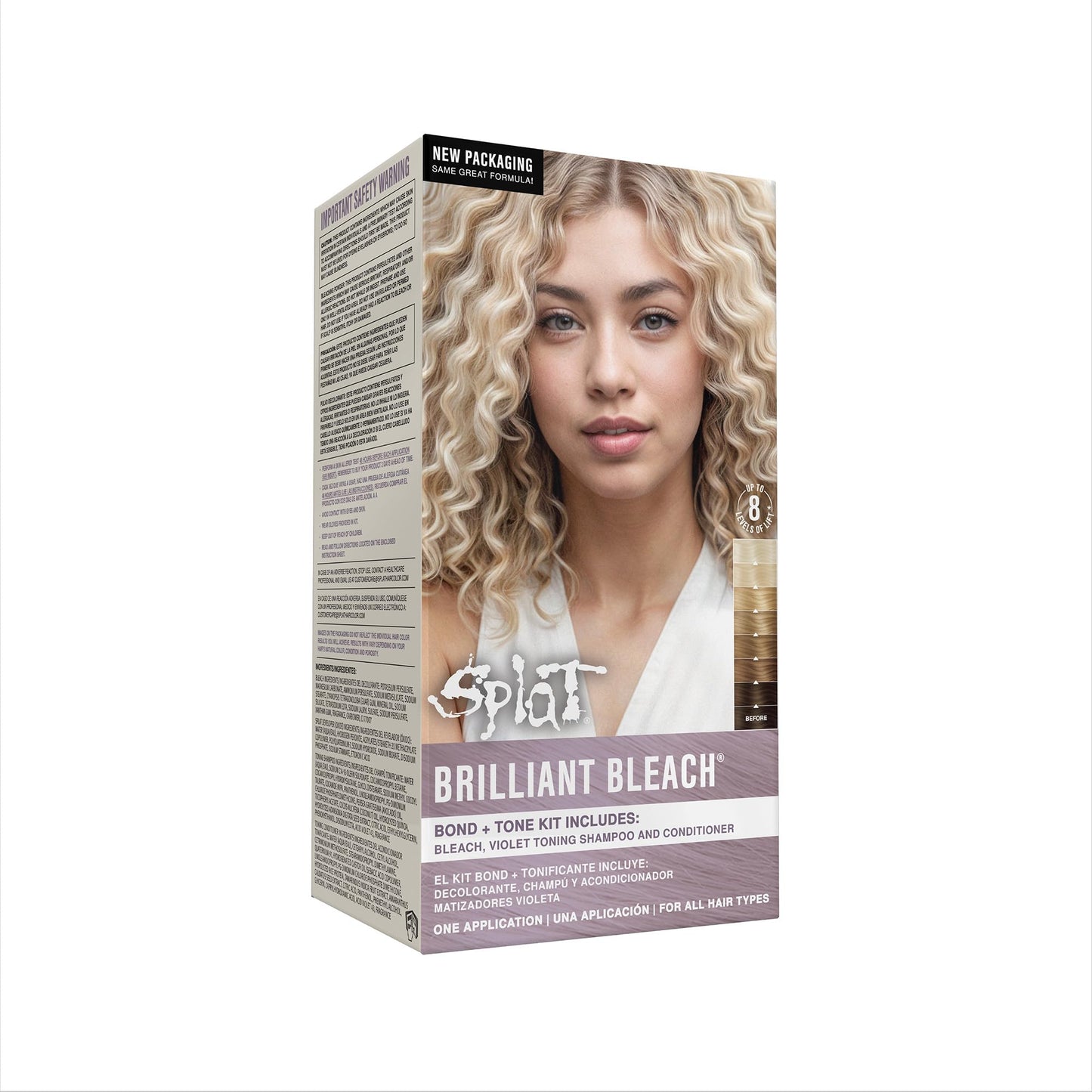 Splat Brilliant Bleach Kit, 1 Application, Includes Oxide, Bleach, Purple Toning Shampoo & Purple Toning Conditioner, Hair Bleach Kit Lifts up to 8
