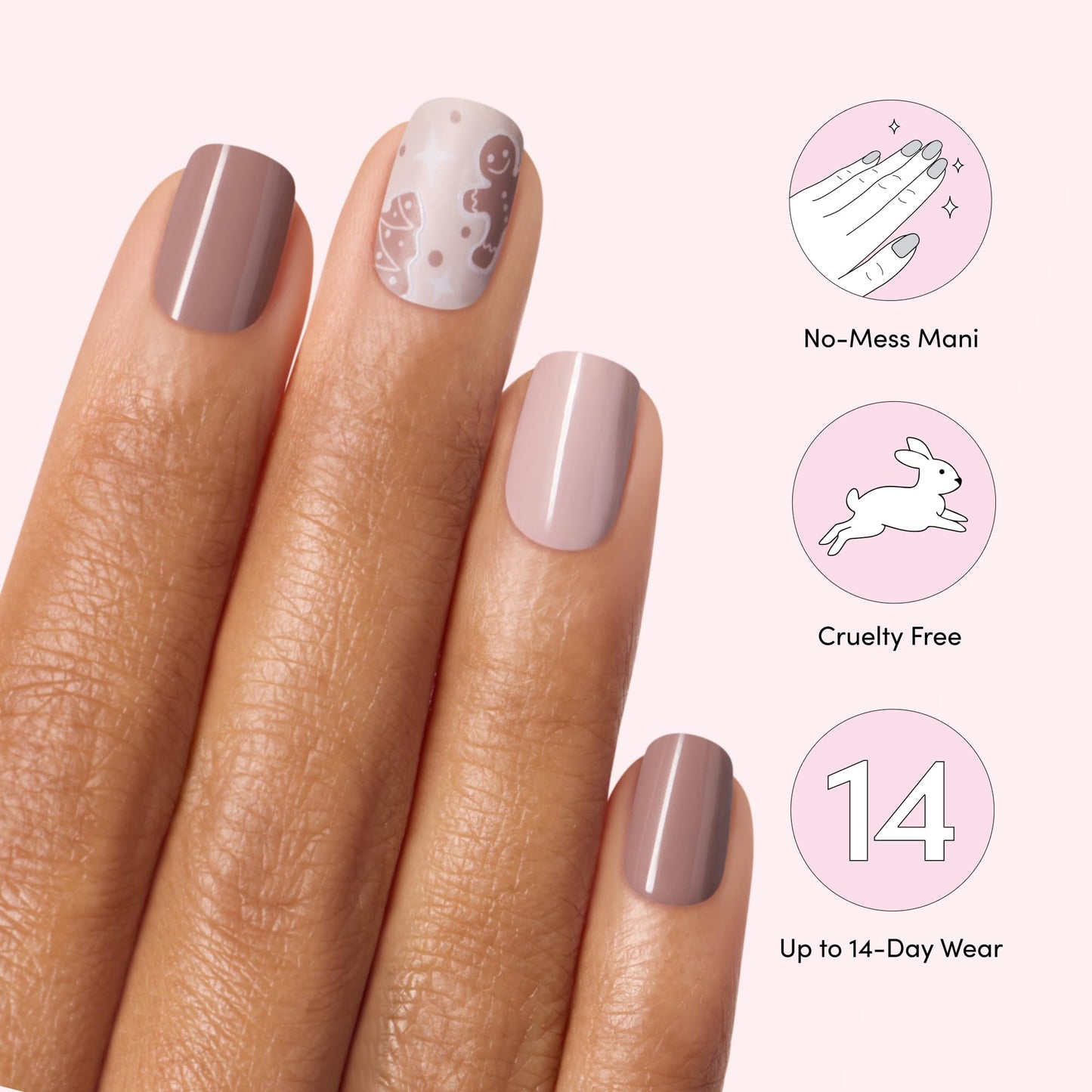 Dashing Diva Gloss Nail Strips - Gingerbread Gentleman - UV Free, Chip Resistant, Long Lasting Gel Nail Stickers - 3-Piece Manicure Set - Contains 32 Beauty & Personal Care Dashing Diva