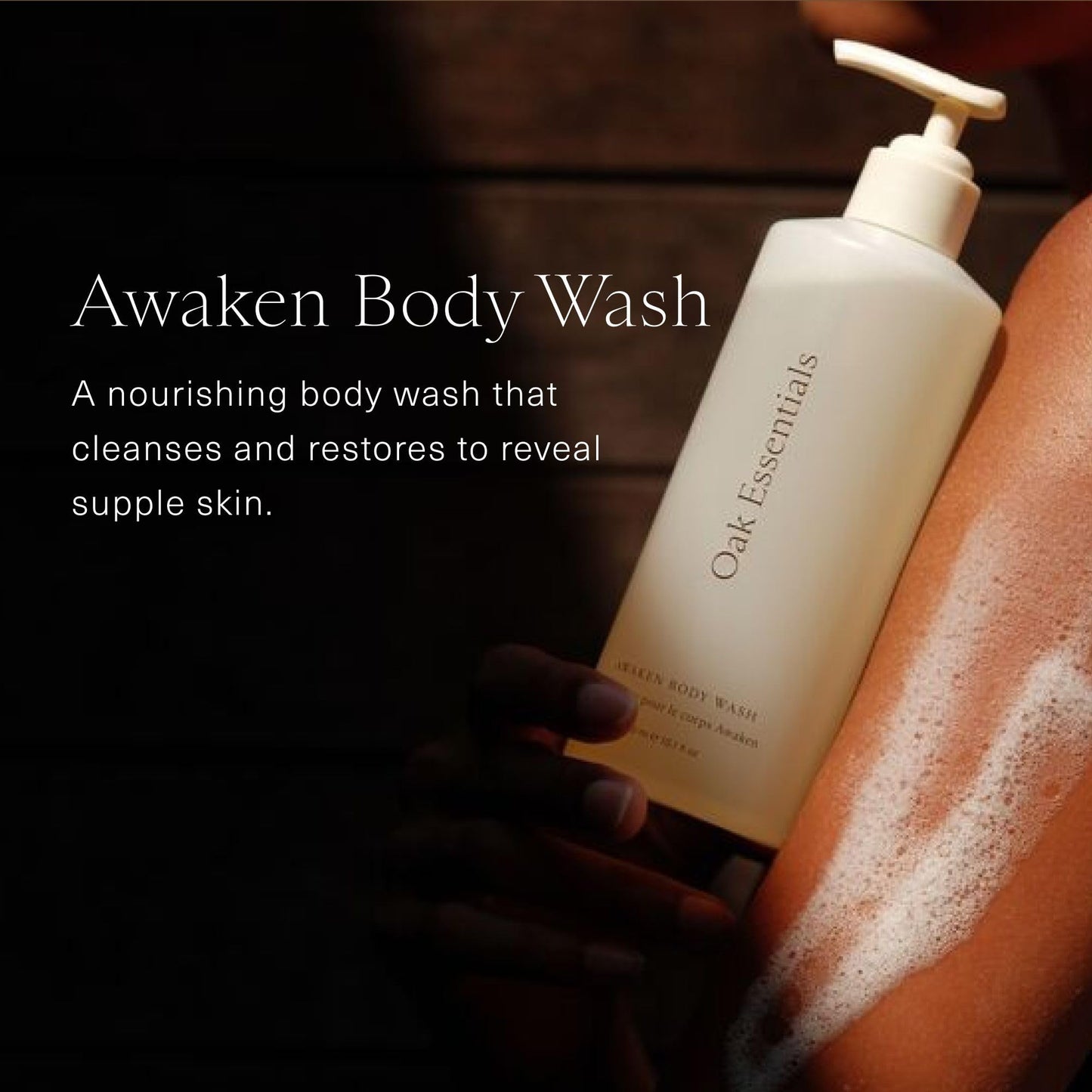 Oak Essentials Awaken Body Wash, Luxury Hydrating Shower Gel with Lavender Oil, Cedarwood Oil and Rice Bran Extract, Gentle Cleanser for Women, Ideal