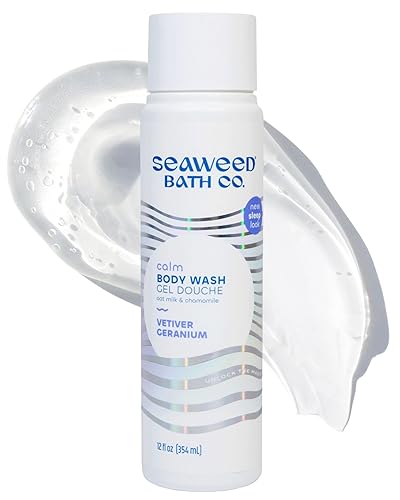 Seaweed Bath Co. Calm Body Wash - Vetiver Geranium - Hydrating Foaming Cleanser with Soothing Oat Milk & Chamomile - Vegan, Paraben and Sulfate Free