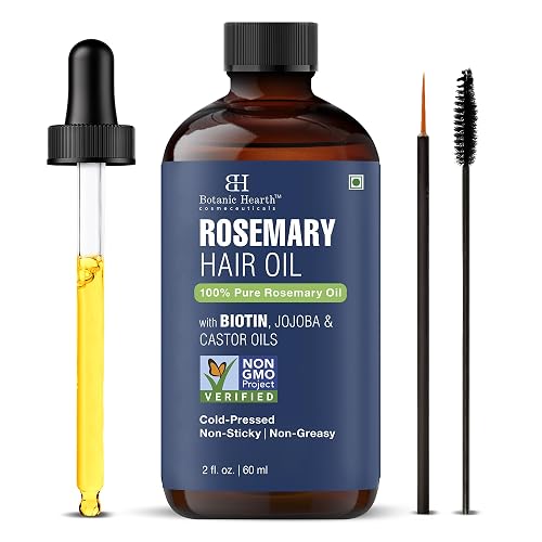 Botanic Hearth 100% Pure Rosemary Oil For Hair Growth | Infused With Biotin, Jojoba & Castor Oil | Hair Oil Repairs Dry Damaged Hair, Strengthening