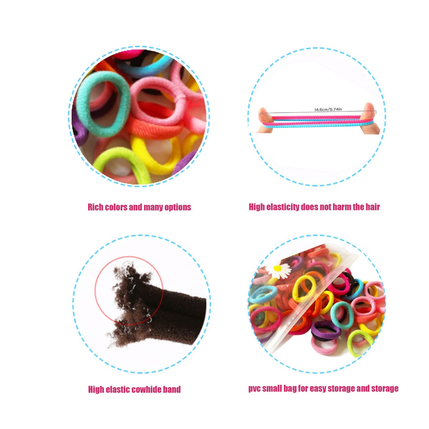100 Pcs Baby Hair Ties, Seamless Cotton Toddler Hair Ties for Girls and Kids, Multicolor Small Soft No Damage Hair Elastics Ponytail Holders(10Colors) Beauty and Personal Care Omszte