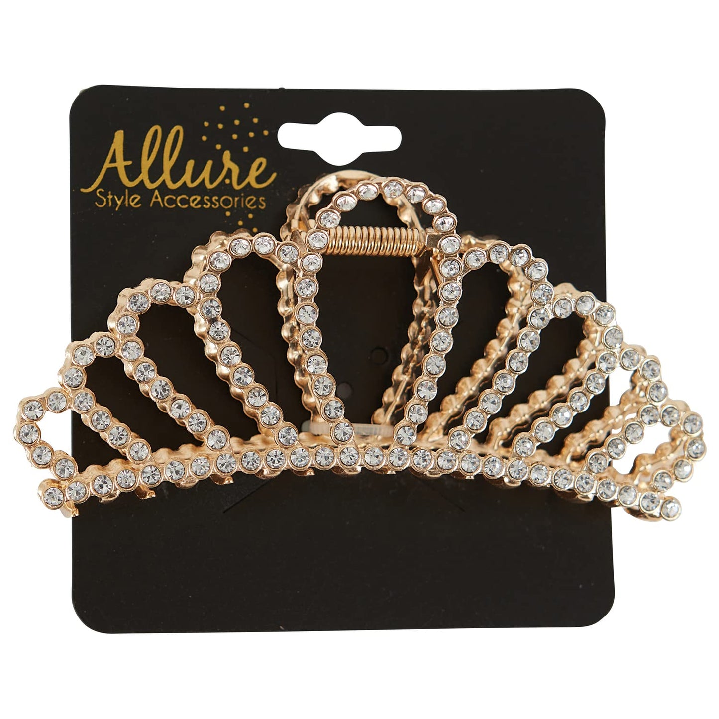 Allure Rhinestone Gold Crown Large Hair Clip