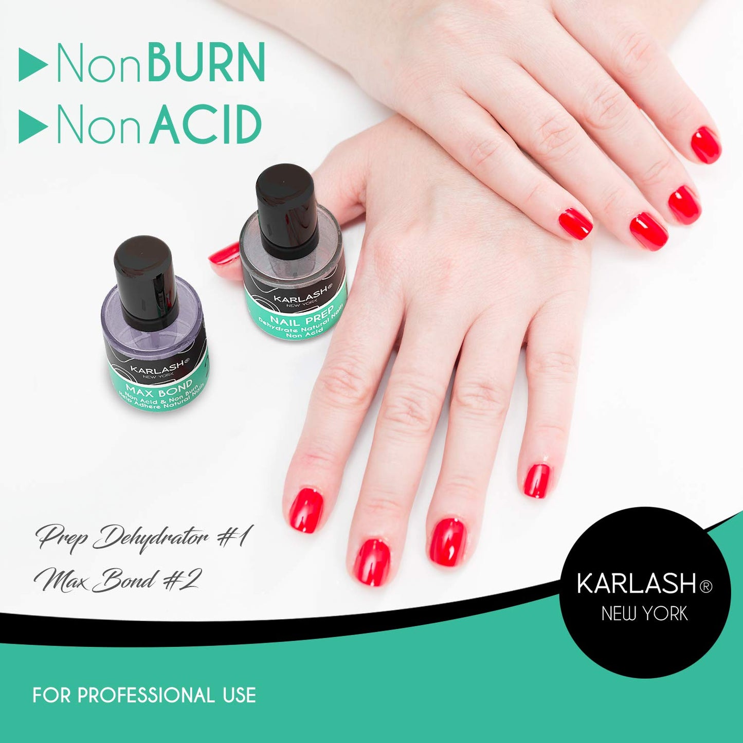 Karlash Professional Made in USA Natural Nail Prep Dehydrate & Acid-Free Bond Primer, Nail Bonding, Superior Bonding Primer for Acrylic Powder and Gel