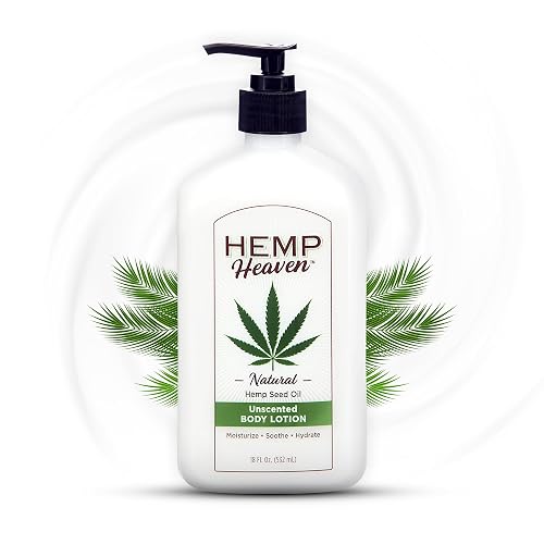 Hemp Heaven Hemp Lotion - Natural Hemp Seed Oil, Paraben-Free, 18 oz, Made in USA, Nourishing for Men & Women, EWG Verified, Anti-Aging (Unscented)