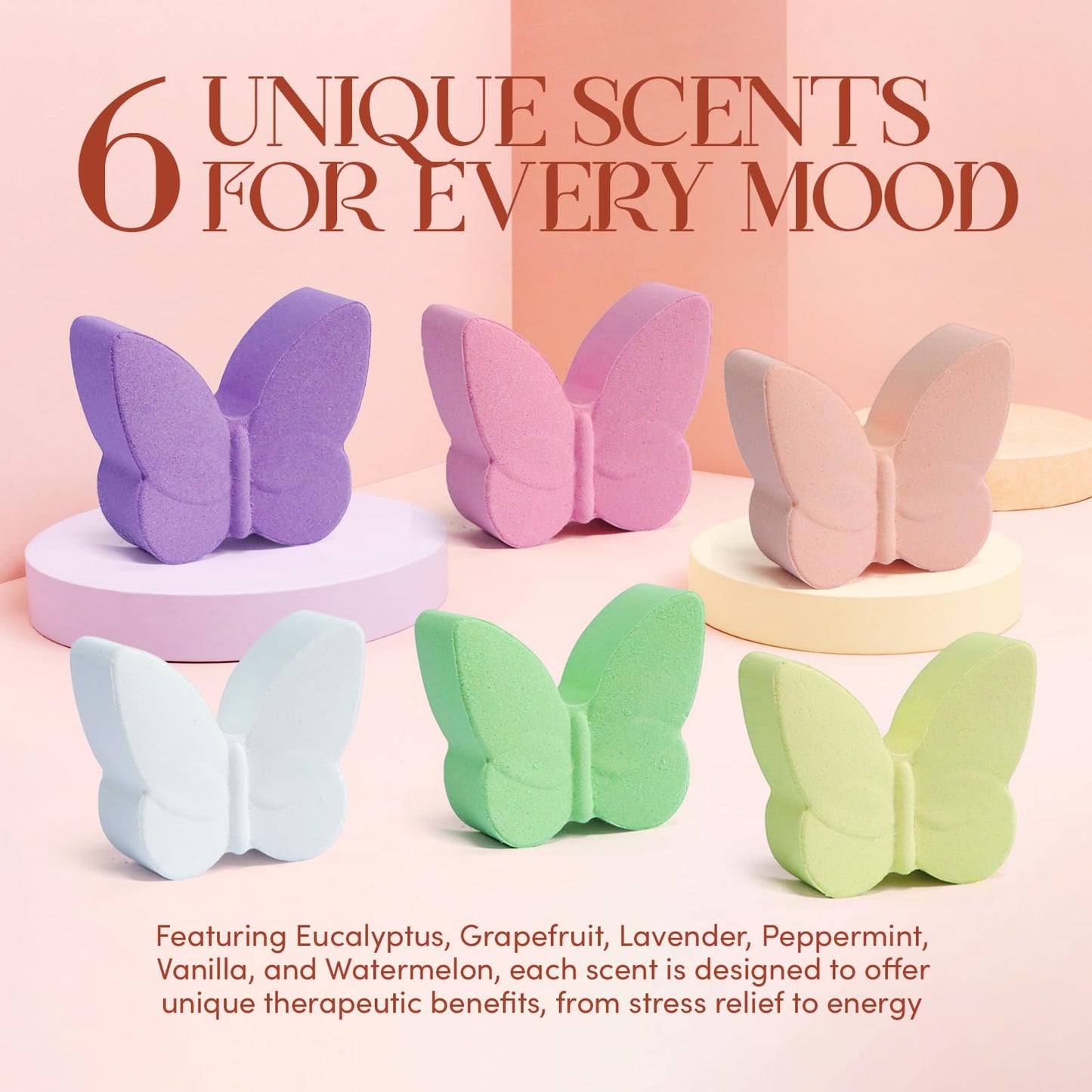 Pursonic Aromapathy Bath Bombs Gift Set - 6 Pcs Essential Oils Bath Bombs for Women - Spa Fizzies Christmas Gifts for Women (Eucalyptus, Lavender…