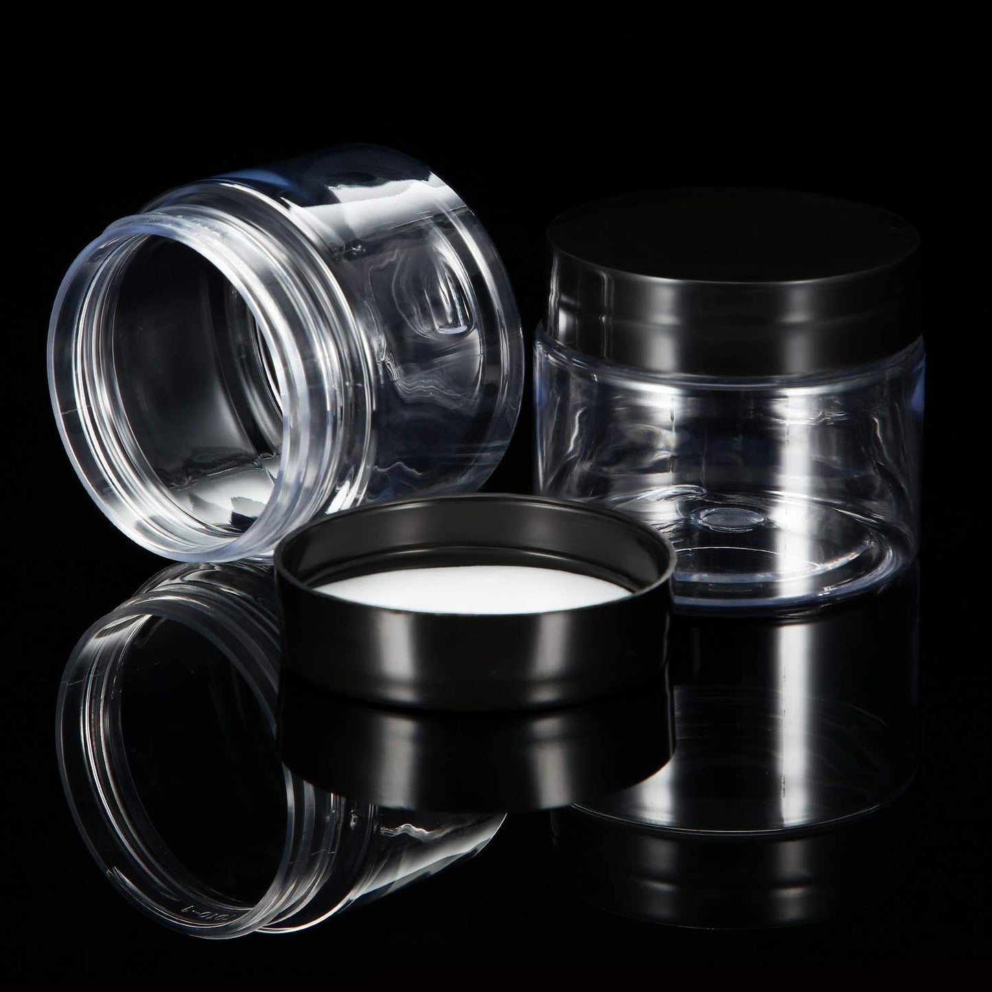 SATINIOR 6 Pack 2 oz Plastic Jars Containers with Lids Wide-mouth Refillable Leakproof Reusable Round Empty Jars for Travel Cosmetic Dry Food Spice Beauty and Personal Care SATINIOR