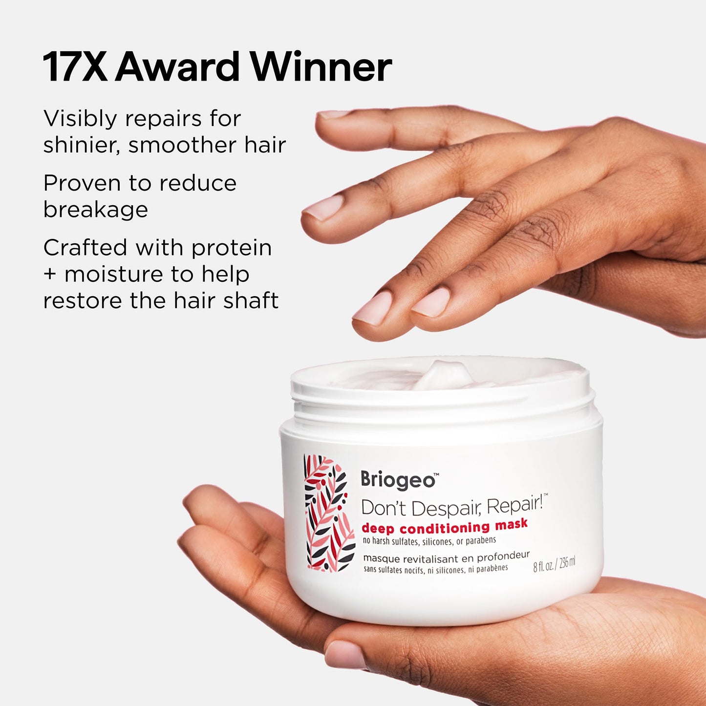Briogeo Don't Despair, Repair! Deep Conditioning Mask | Protein + Moisture Balance Conditioner for Dry, Damaged, Color-Treated Strands | Vegan Beauty and Personal Care Briogeo