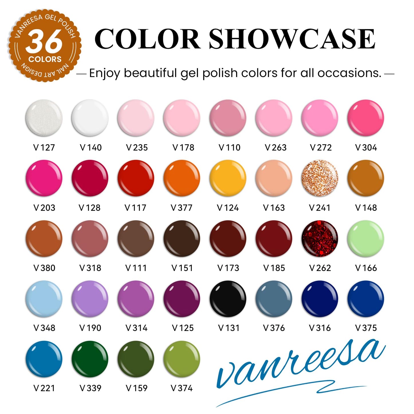 VANREESA Gel Nail Polish Kit with U V Light 53 Pcs Gel Polish Nail Set 36 Popular Colors Nail Polish Set with Base and 4 Effects Top Coat Beauty and Personal Care VANREESA