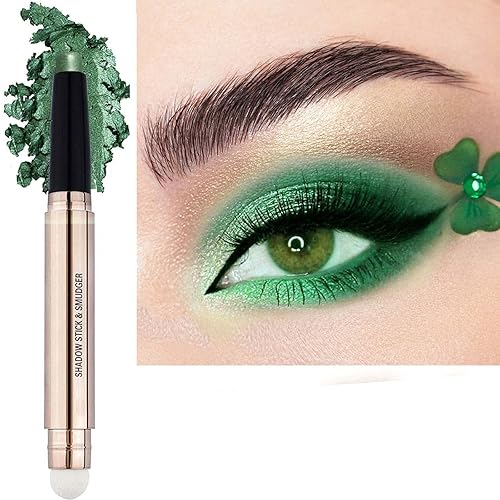 Bright Green Eyeshadow Stick, Cream Smooth Shimmer Eyeshadow Pencil Makeup, Hypoallergenic Waterproof Long Lasting Multi-Dimensional Eye Shadow