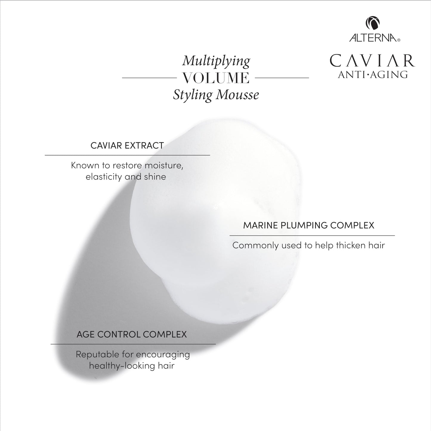 Alterna Haircare CAVIAR Anti-Aging Multiplying Volume Styling Mousse, 8.2 Fl Oz | For Fine, Thin Hair | Medium Hold | Create Instant Volume
