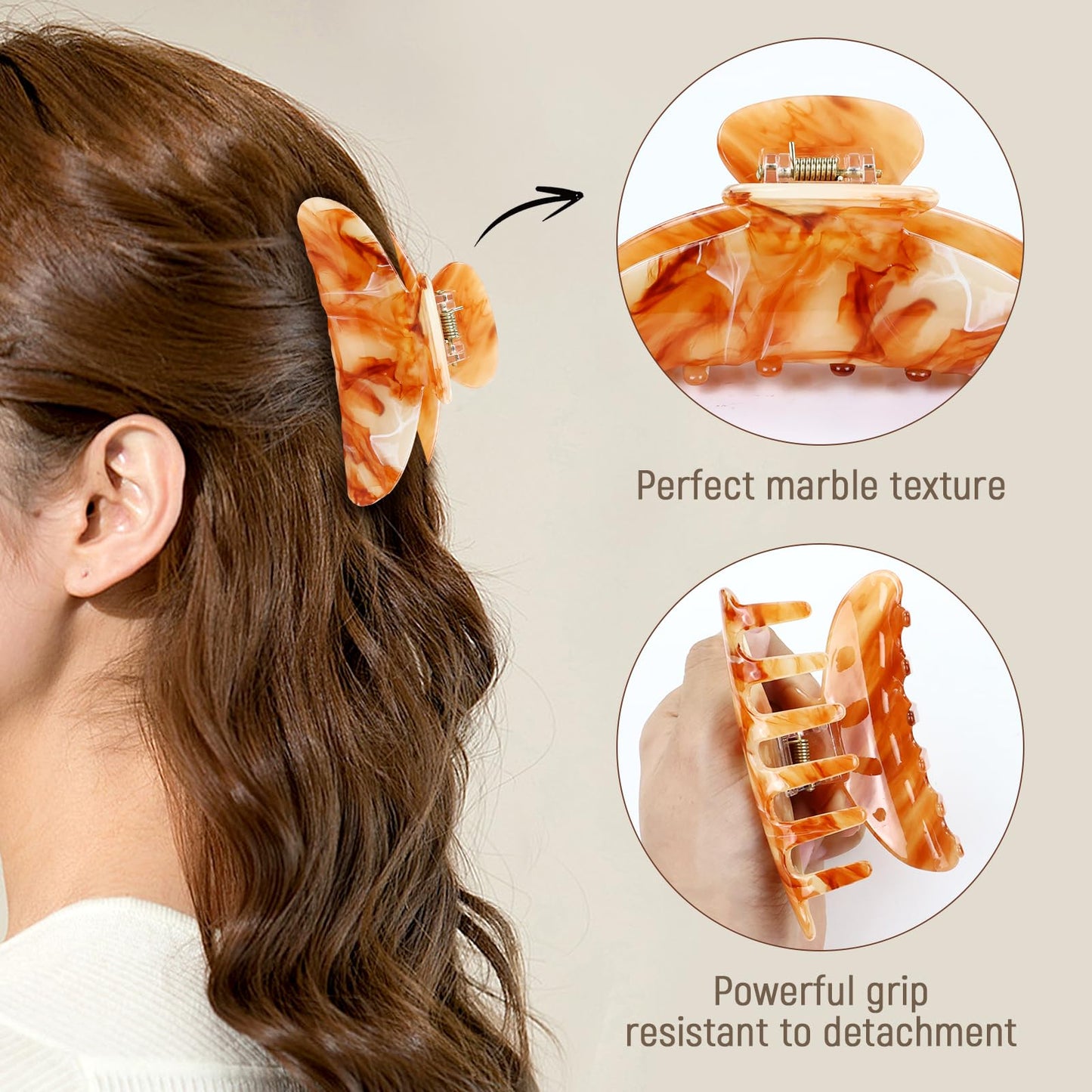 Lawie 6 Pack Pink Blue Green Purple Brown Butterfly Octopus Plastic Hair Claw Clips Jaw Barrettes Grips Clamps Decorative Buns Chignon Twist Hair Up