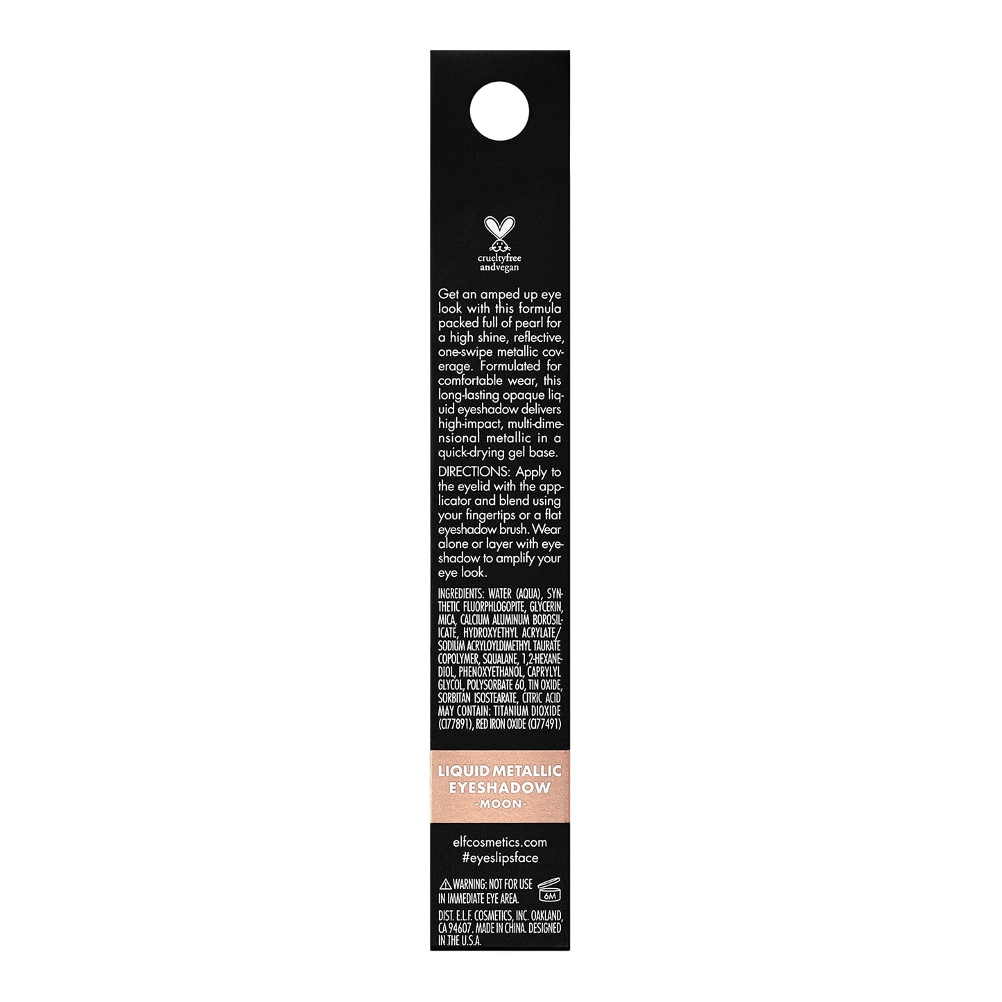 e.l.f. Liquid Metallic Eyeshadow, Gel Formula, Multi-Dimensional Finish For Bold Eye Looks, One-Swipe Coverage, Vegan & Cruelty-Free, Moon, 0.1 Fl Oz