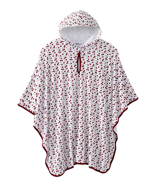 Silverts Unisex Adaptive Shower Bath Cape Open Back Assisted Dressing Elderly Clothing Nursing Home Terry Poncho - Cherries One Size Beauty and Personal Care Silvert's Adaptive Clothing & Footwear