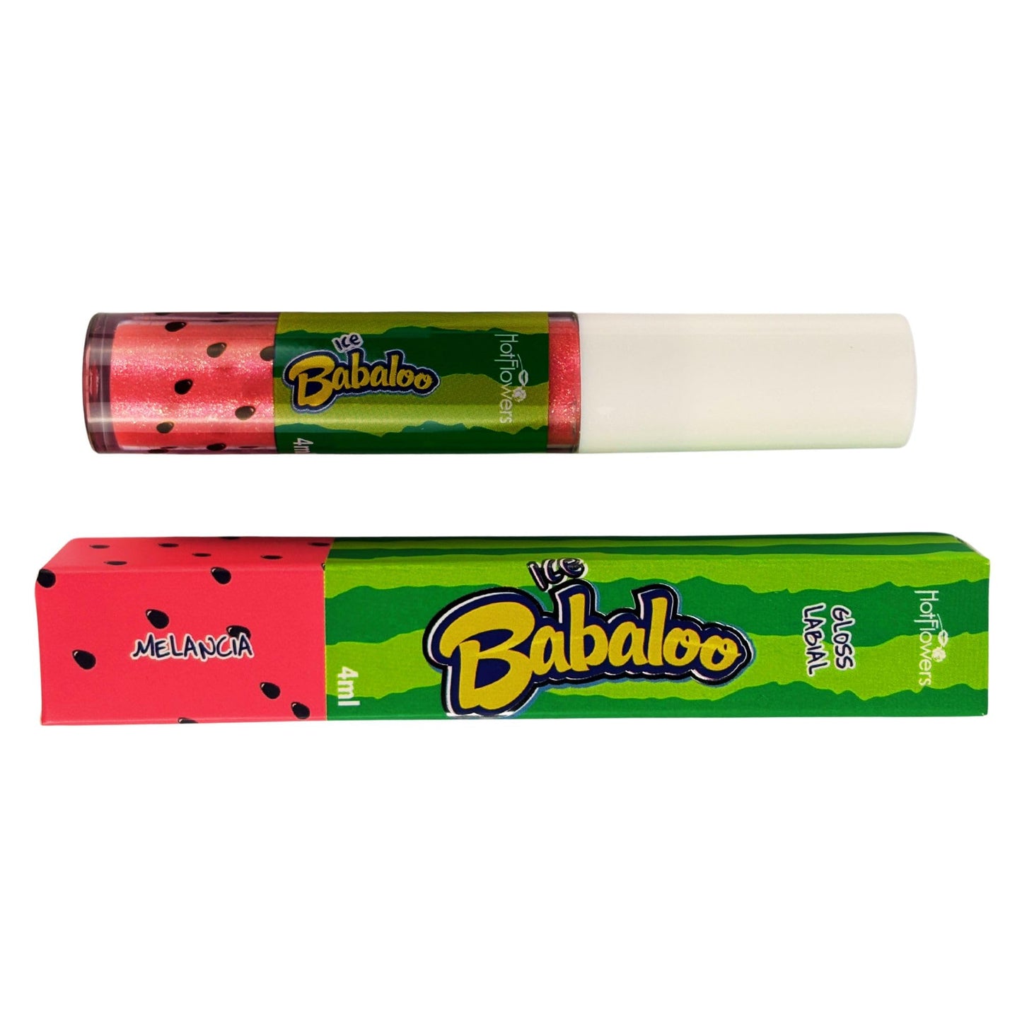 HOT FLOWERS Ice Babaloo Lip Gloss - Moisturizing Gloss with Coconut Oil - Hydrating & Flavored - 15g (Watermelon)