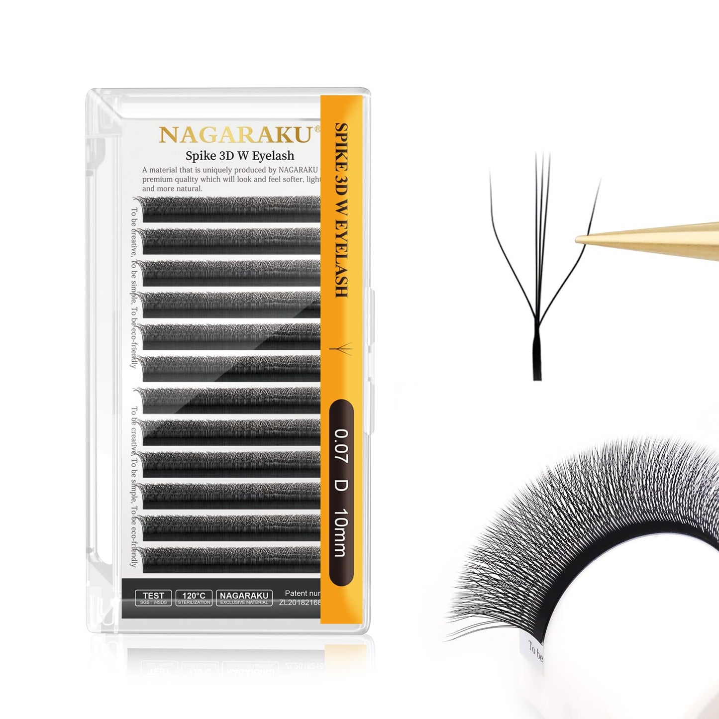 NAGARAKU Eyelash Extensions Cluster 3D W Shape Triple-core Volume Lashes Hand Woven Long Stem 0.07mm D Curl 10mm Matte Black Premade Fans Triple Tips Beauty and Personal Care NAGARAKU Default Title