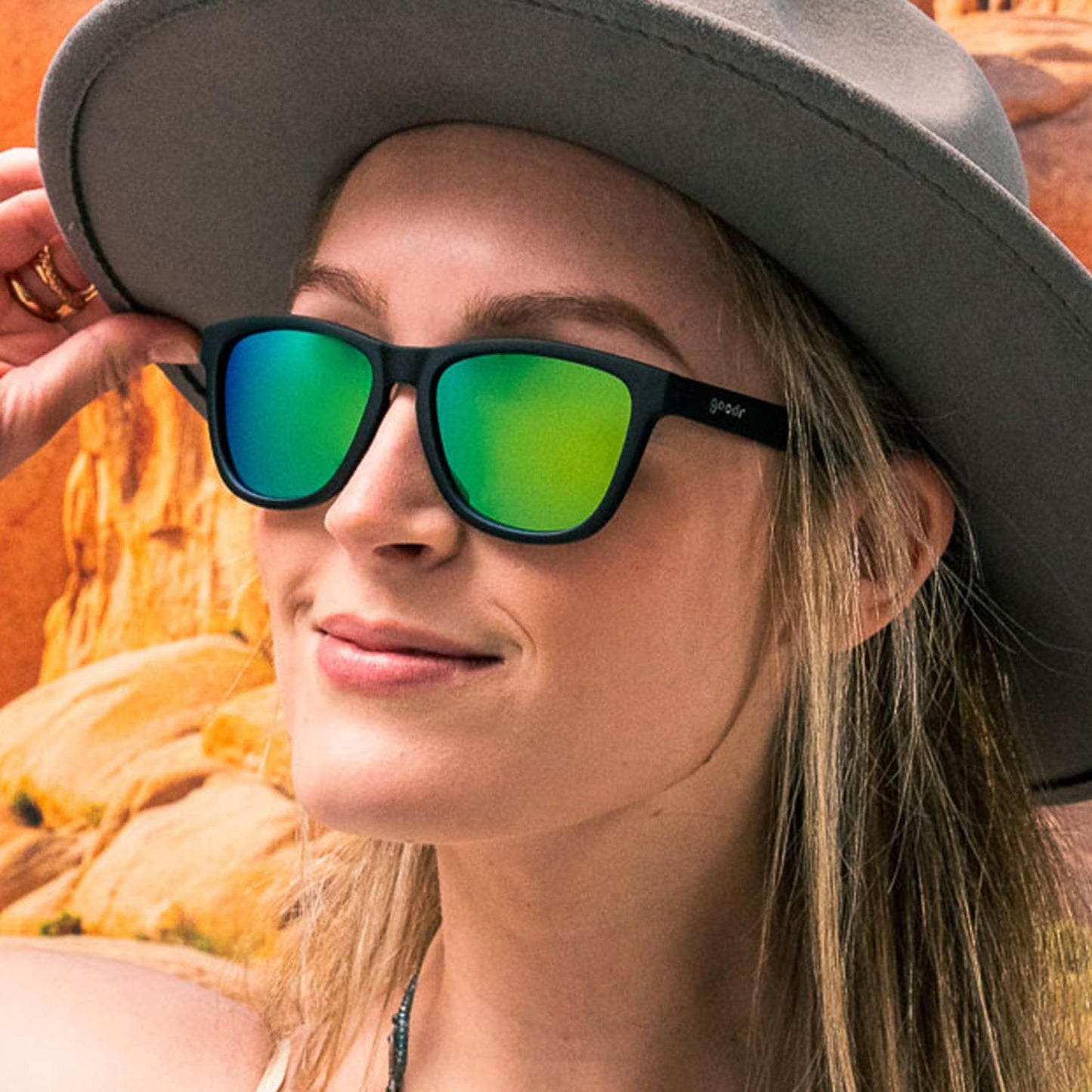 goodr Vincent's Absinthe Night Terrors Polarized Sunglasses for Men & Women, Medium Sized (OG), Black Solid Frame with Green Gold Mirrored Reflective