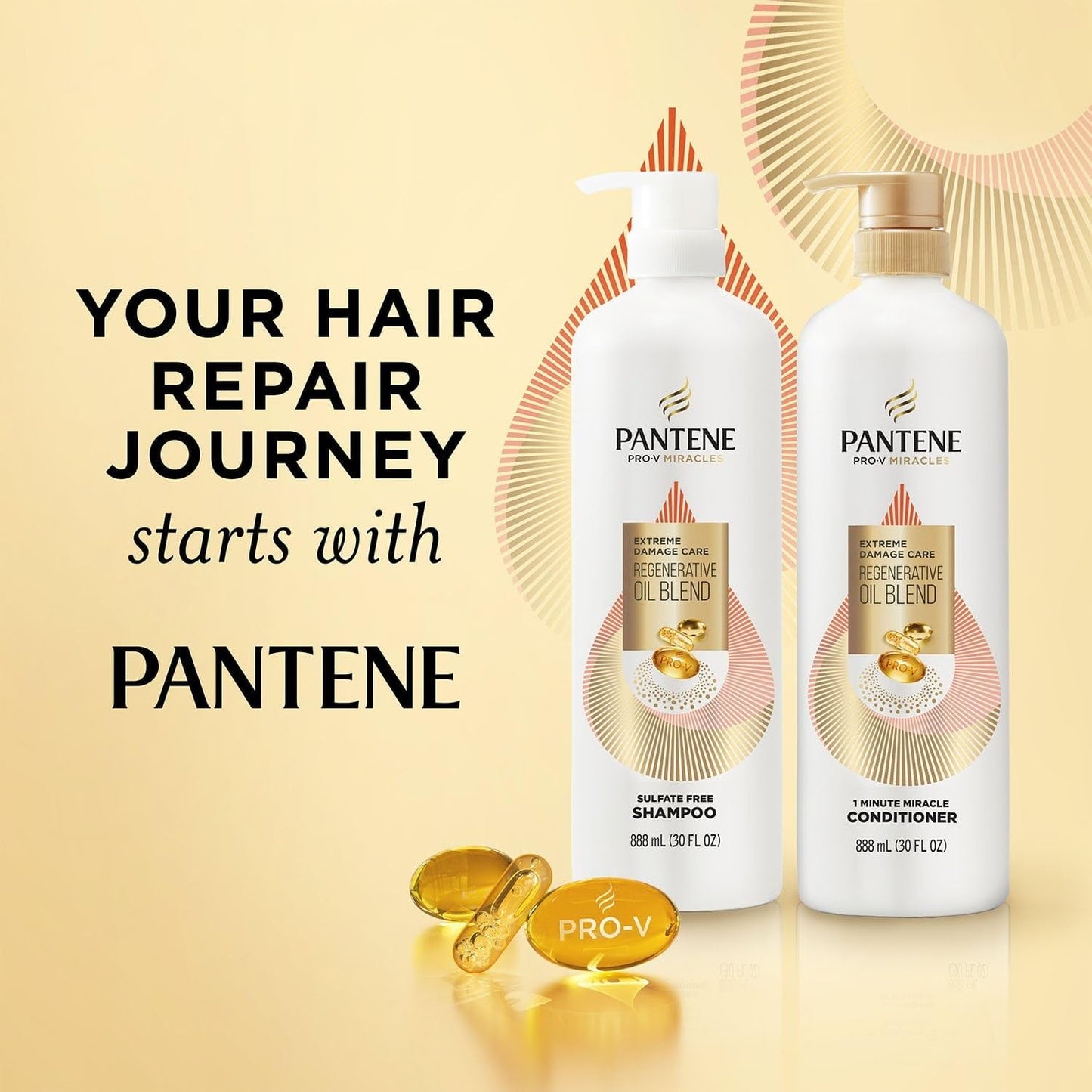 Pantene Pro-V Miracles Extreme Damage Care Shampoo & Conditioner, 30 Fl Oz, 2 Ct