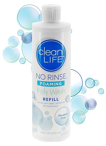 No-Rinse Foaming Body Wash, 16 fl Oz Refill Waterless, Rinse Free Foam Cleanser Leaves Skin Clean and Moisturized - Effective Perineal Wash Providing