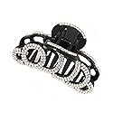 Exquisite Rhinestones Jaw Clip Claw Clip Large Crystal Thick Hair Claw Hair Clip Head Dress for Women Lady (Black)