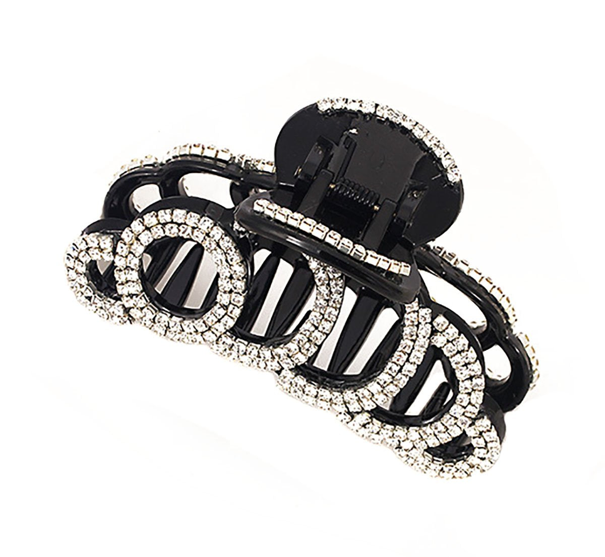 Exquisite Rhinestones Jaw Clip Claw Clip Large Crystal Thick Hair Claw Hair Clip Head Dress for Women Lady (Black)
