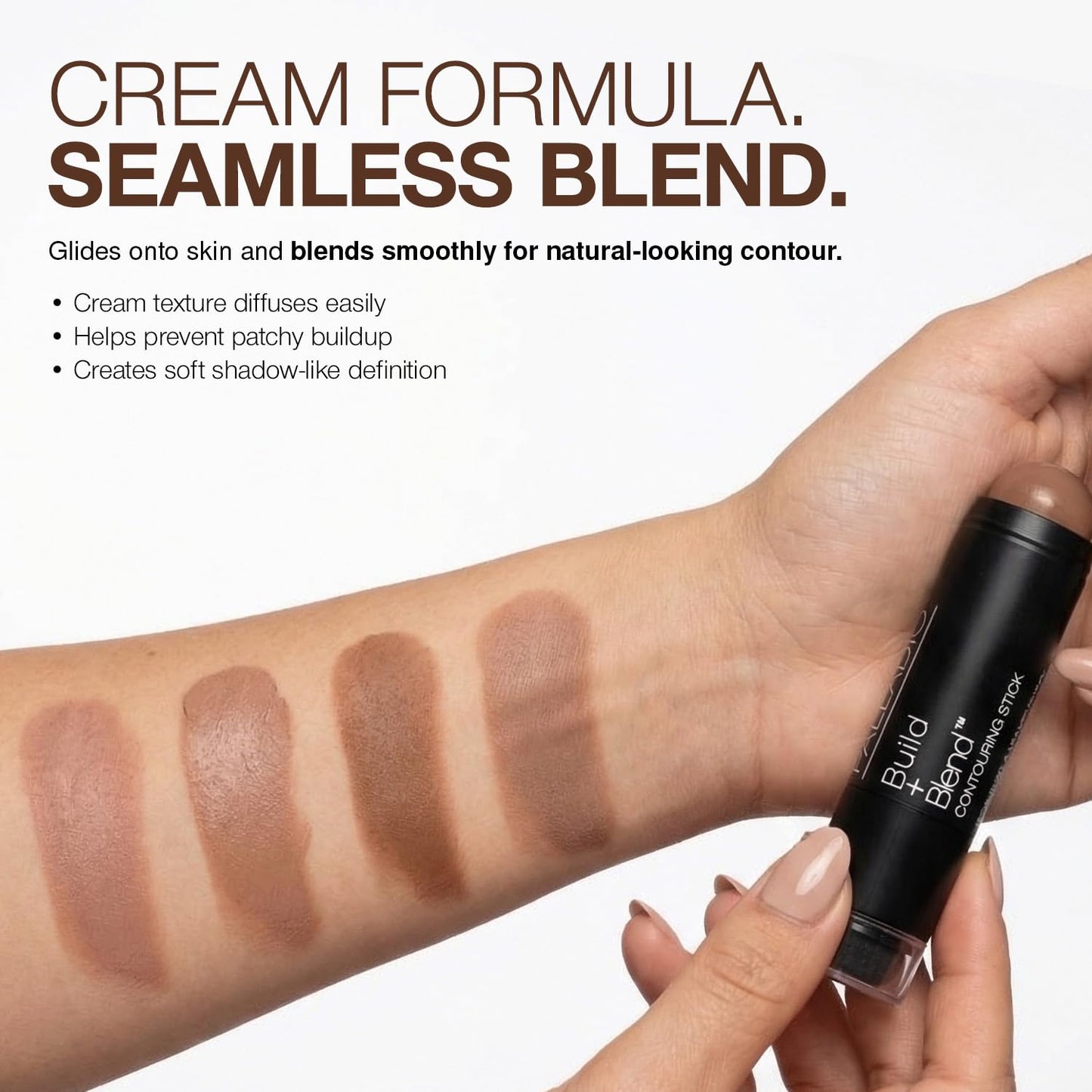 Palladio Contouring Makeup Stick BUILD + BLEND Contour Stick Makeup, Face Makeup for Perfect Sculpting Look, 0.23 Ounce (Warm Brown)