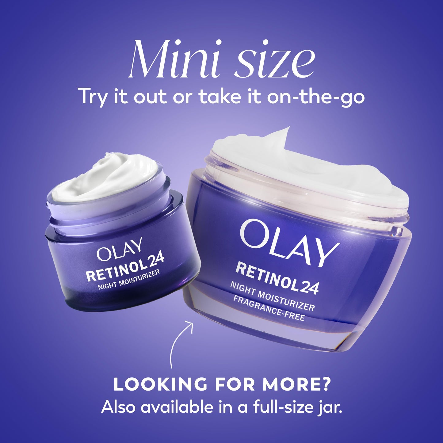 Olay Retinol 24 Face Moisturizer, Anti-Aging Night Cream for Women, Trial Size, Fragrance-Free, Non Greasy - Anti-Wrinkle, Smooth Fine Lines
