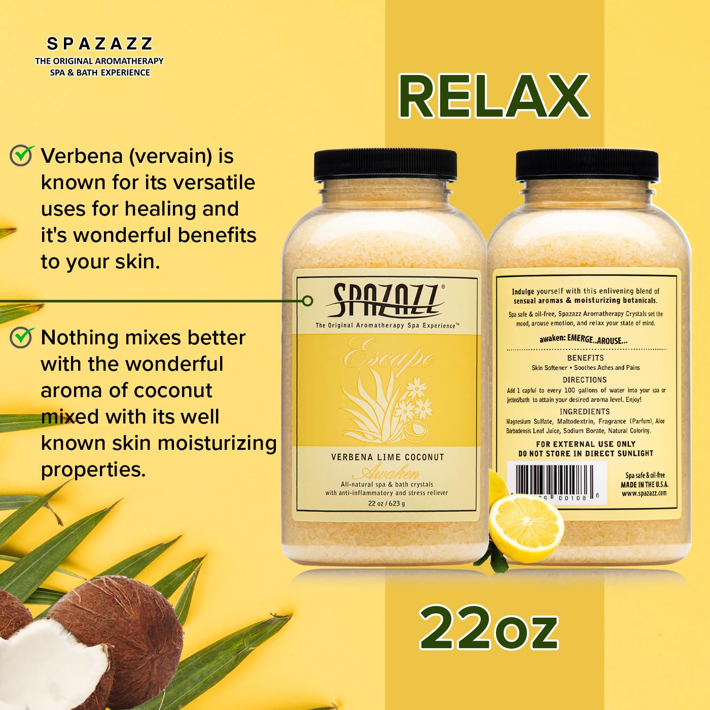 Spazazz 7377C Spa and Bath Crystals, Lime Coconut, 22 Ounce Beauty and Personal Care Spazazz