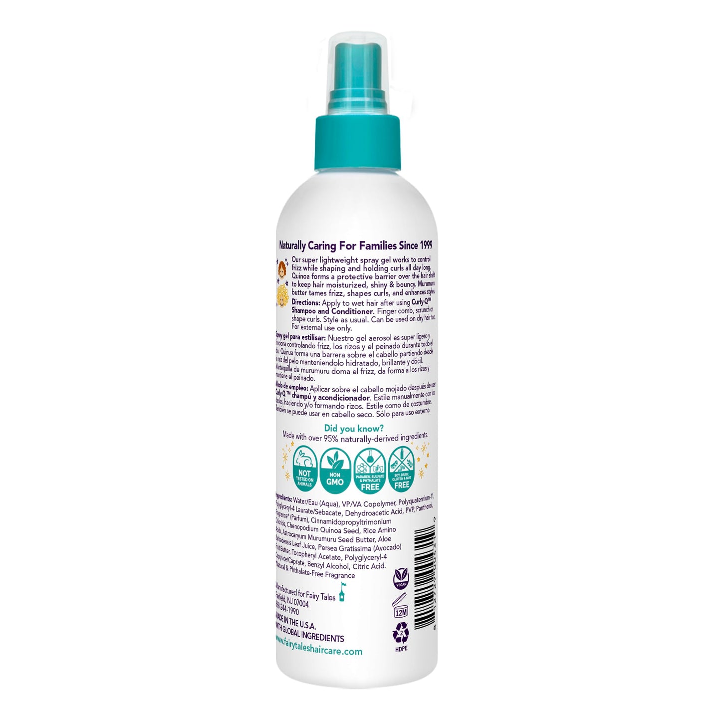 Fairy Tales Curly Q Kids Styling Spray Gel - Paraben, Sulfate, Gluten, and Nut Free - For all Types of Curls Including Multi Cultural Hair - 8oz.