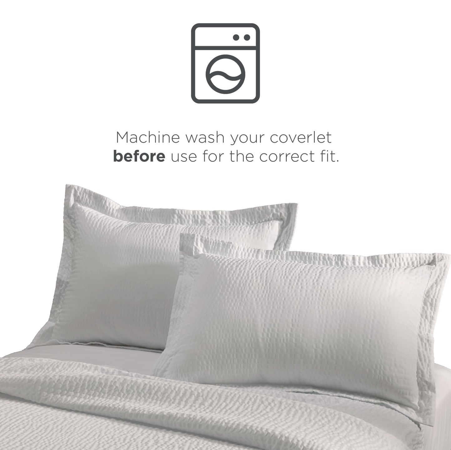Courtyard by Marriott Textured Pillow Sham - 1 Decorative Pillow Sham with Wash-Activated Ripple Texture Exclusively for Courtyard - White (Standard)